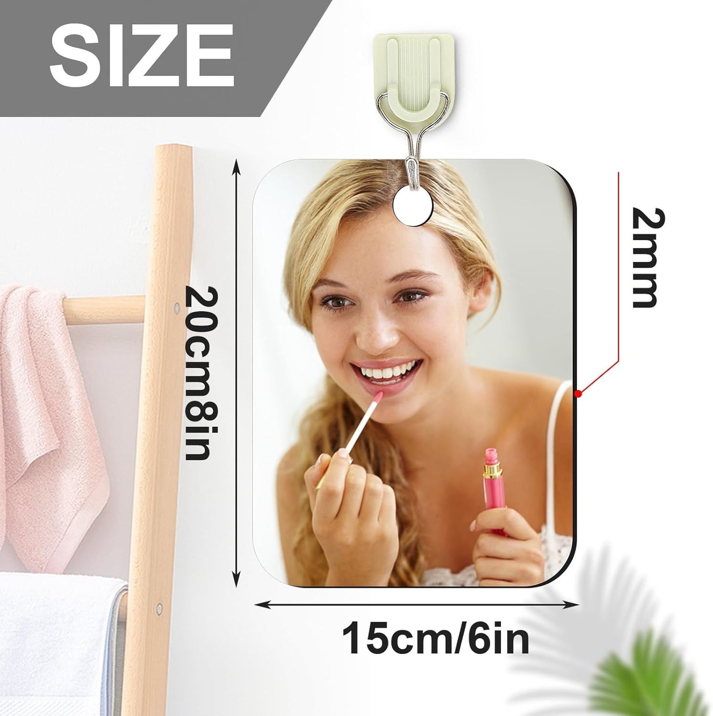 Medium Fogless Shaving Mirror - 2 Pack Shatterproof Wall & Handheld Design | 6x8 Inch for Travel & Camping