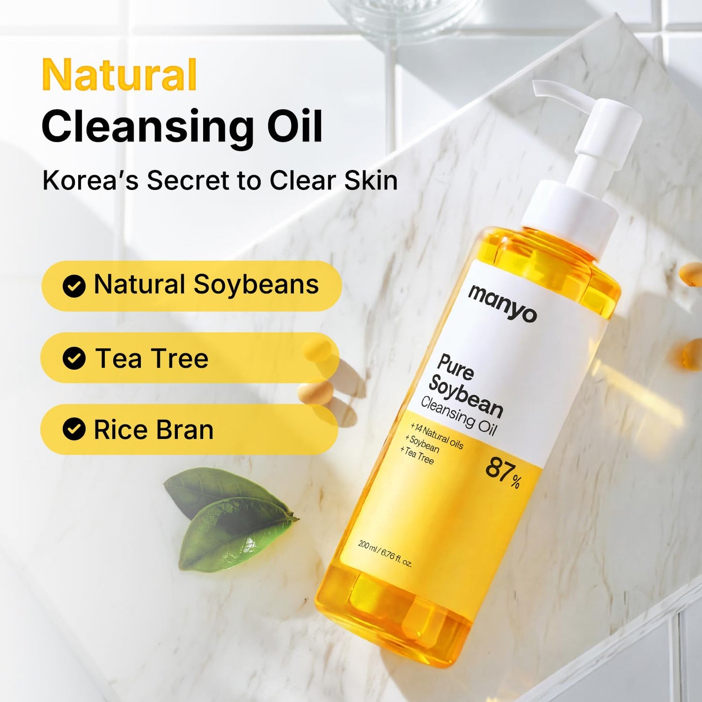 Pure Cleansing Oil - Natural Makeup Remover & Blackhead Solution | Korean Skin Care, 6.76 fl oz (200ml)