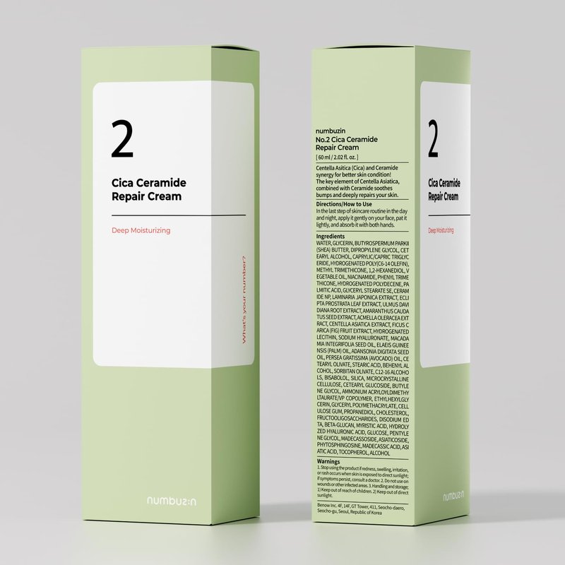 Numbuzin No.2 Cream - Cica Ceramide Repair Cream for Hydration & Skin Barrier Strength | 2.02 fl. oz.