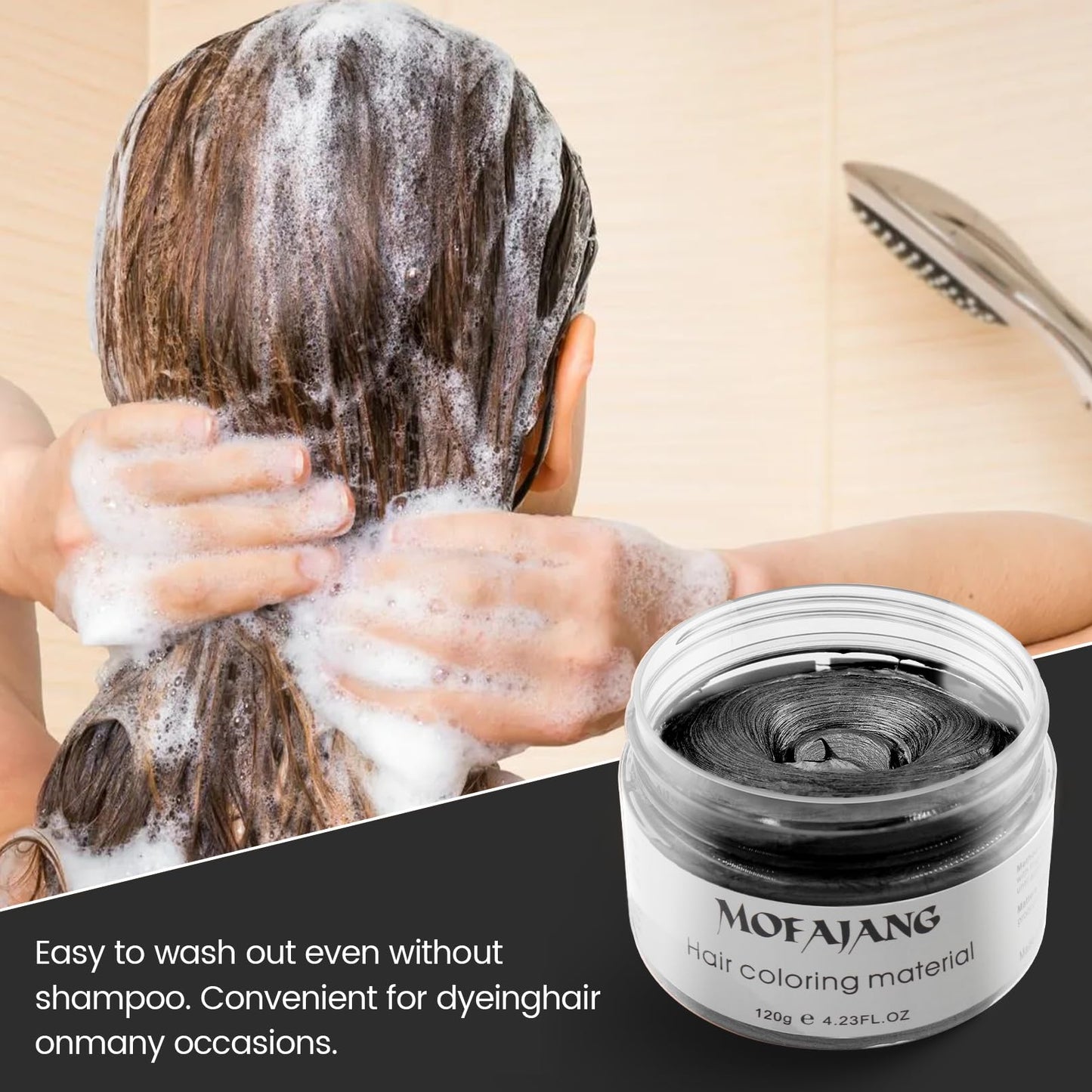 Black Temporary Hair Color Wax - SOVONCARE Washable Hair Dye for Men & Women, All-Day Hold Disposable Hair Styling Clays for Party, Cosplay & Daily 4.23 oz
