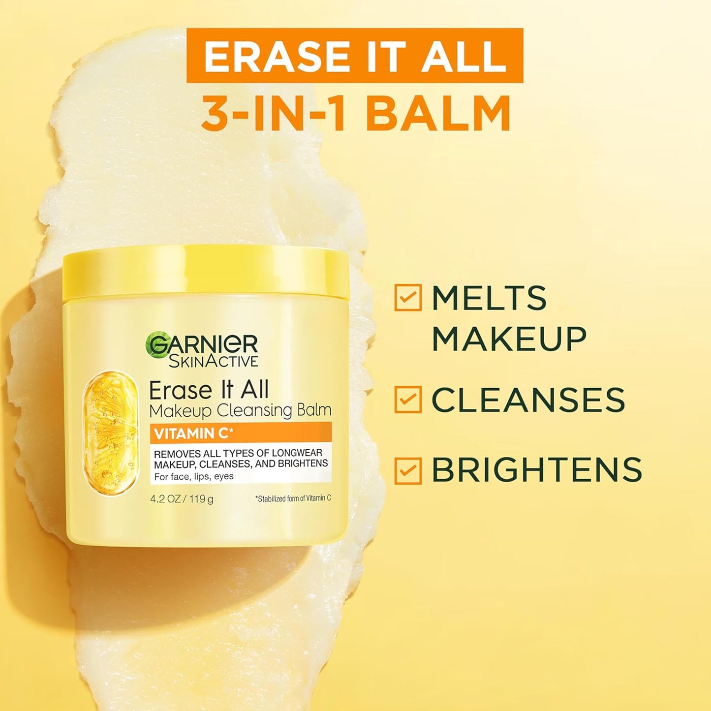 Garnier Makeup Cleansing Balm - Brightening Facial Cleanser with Vitamin C | 4.2 Oz