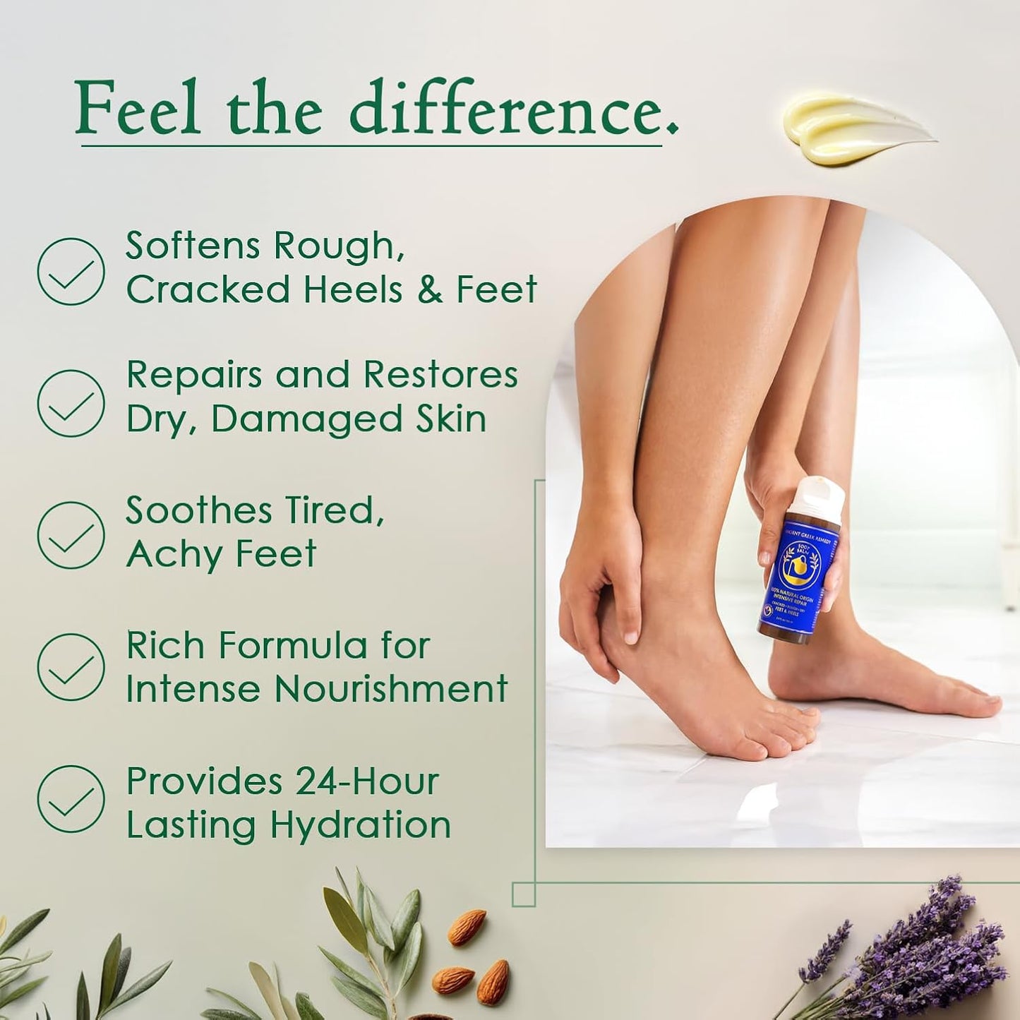 Organic Foot Cream for Dry Cracked Heels - Jojoba & Lavender Moisturizer | 3.4 oz Natural Foot Balm