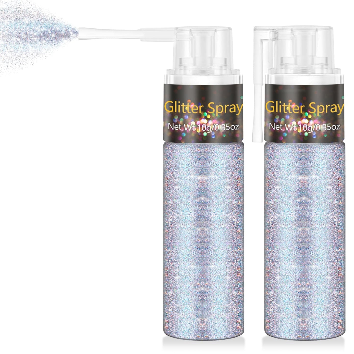 Glitter Spray, Ultra Fine Sparkle Resin Glitter Powder, Long Lasting Shimmer for Hair Body Makeup, Rave Festival Prom, DIY Crafts Clothes Accessories(Glint-Rainbow)