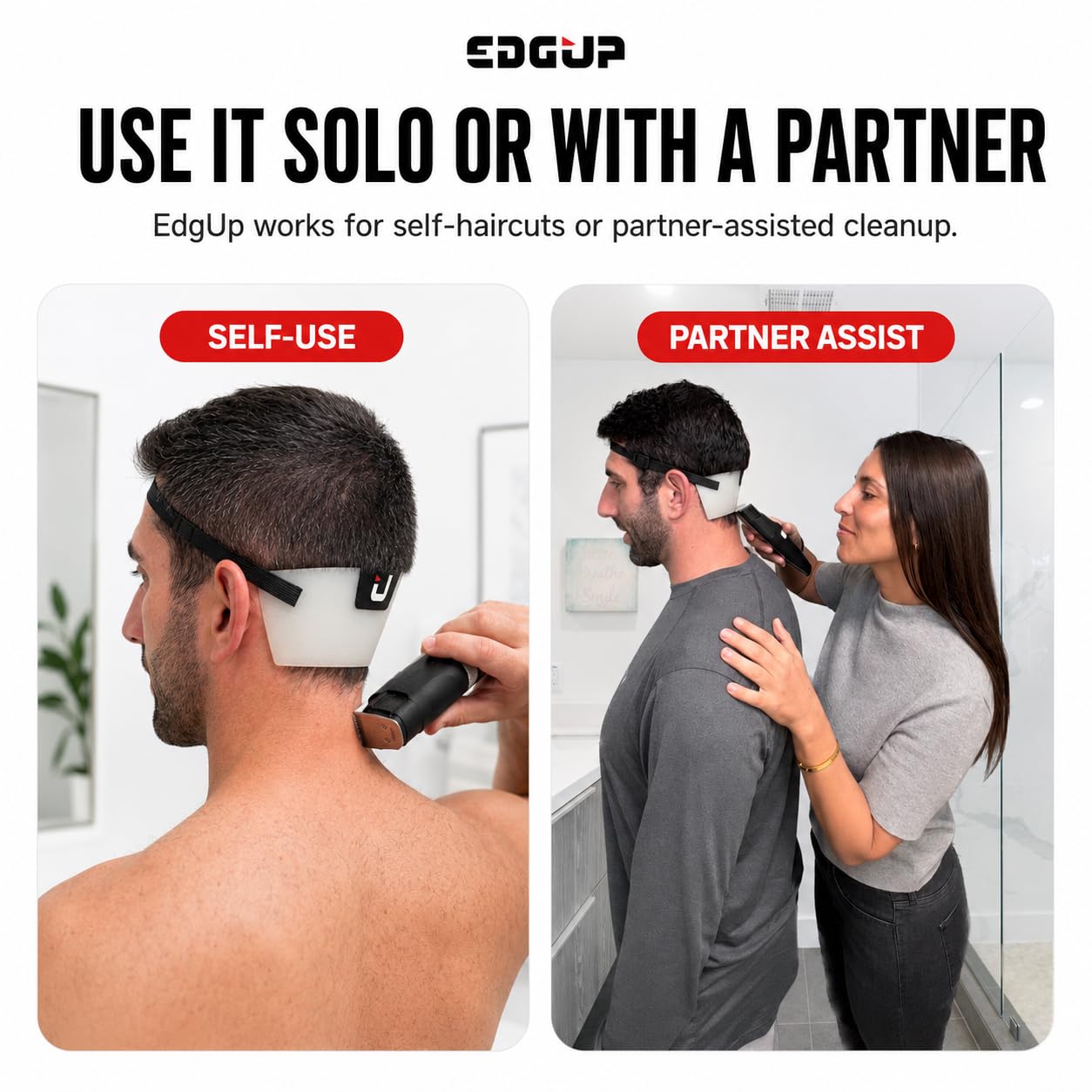 EdgUp Neckline Shaving Template for Men – Hands-Free DIY Haircut & Fade Guide, Flexible Silicone Neckline Trimmer Stencil, Original Since 2012