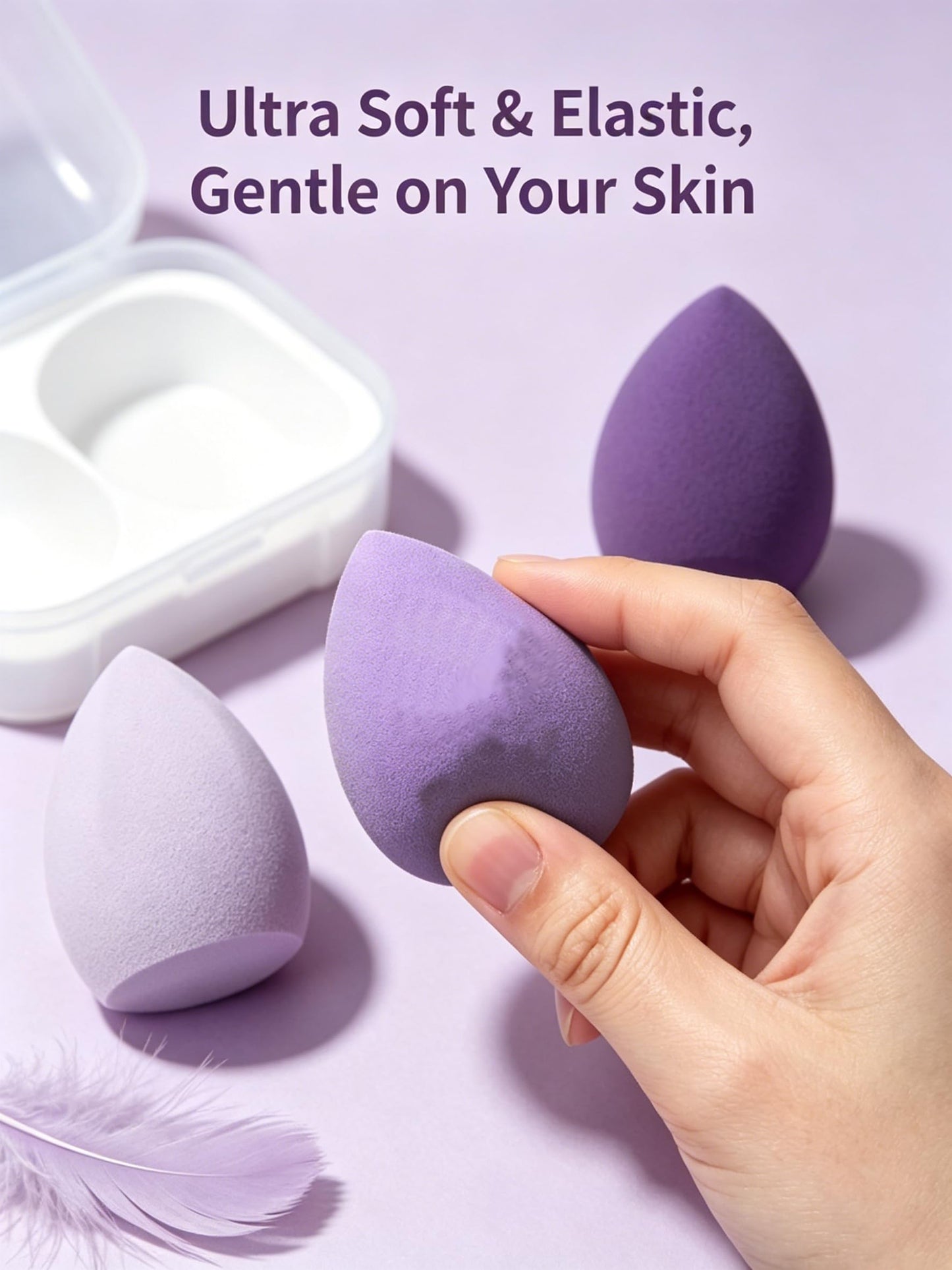 4-Pack Makeup Sponges, Latex Free Vegan & Cruelty-Free Beauty Blenders for Liquid Foundation & Cream – Dense Texture for Flawless Application