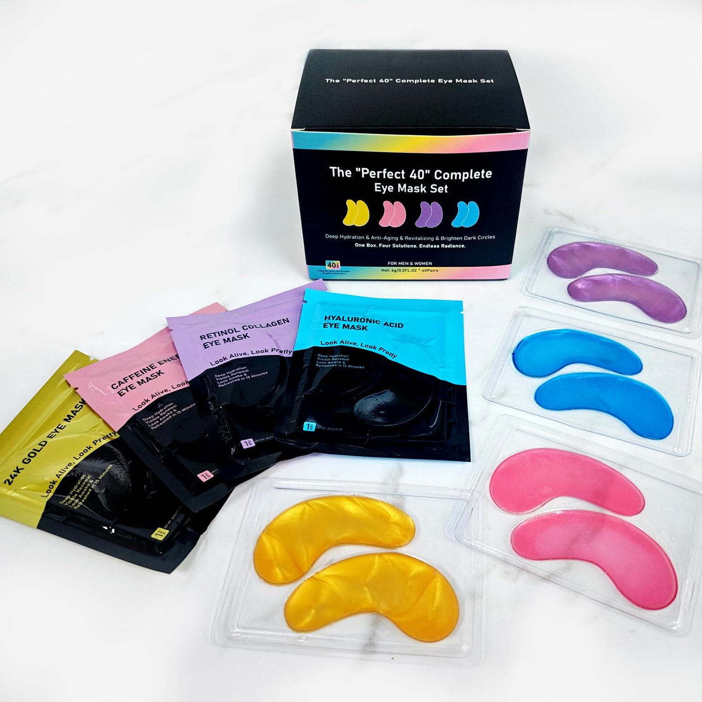 Adofect Under Eye Patches 40 Pairs, Eye Masks with 24K Gold, Hyaluronic Acid, Caffeine & Retinol for Dark Circles, Puffy Eyes, Under Eye Bags, Skincare Gifts for Bachelorette Party Accessories