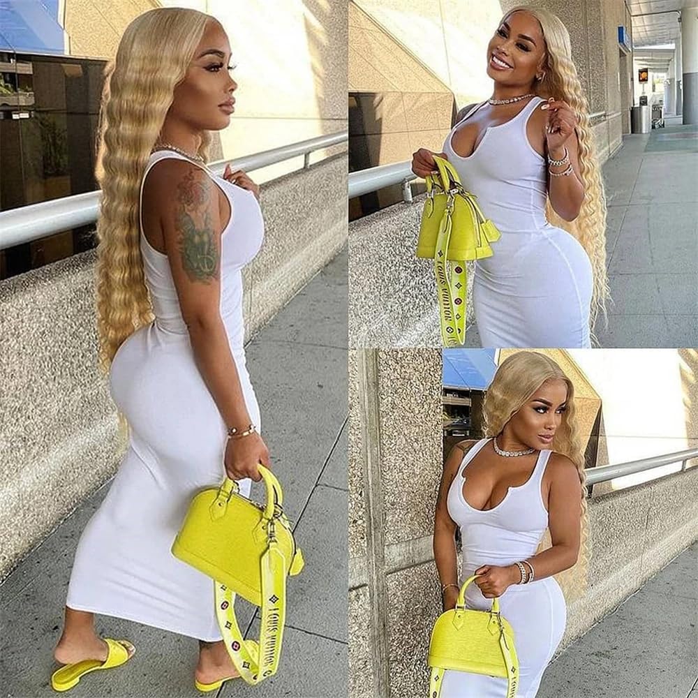 613 Bundles Human Hair p27/613 Bundles 12 12 inch Honey Blonde Deep Wave Bundle Human Hair Blonde Bundle P27613 Color