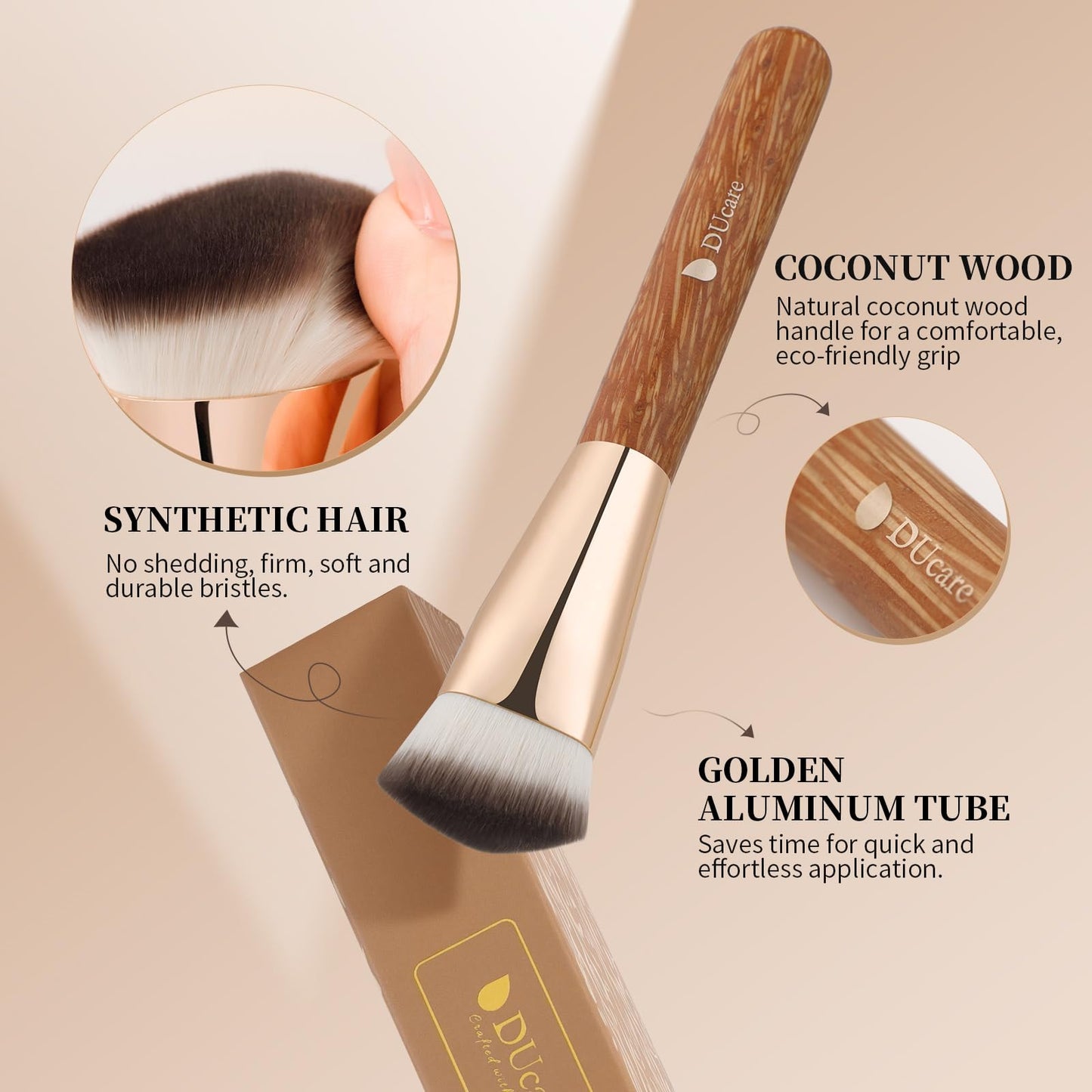 DUcare Angled Foundation Brush for Flawless Makeup Application Professional Liquid, Cream Powder Foundation Brush with Dense Bristles(Triangle)