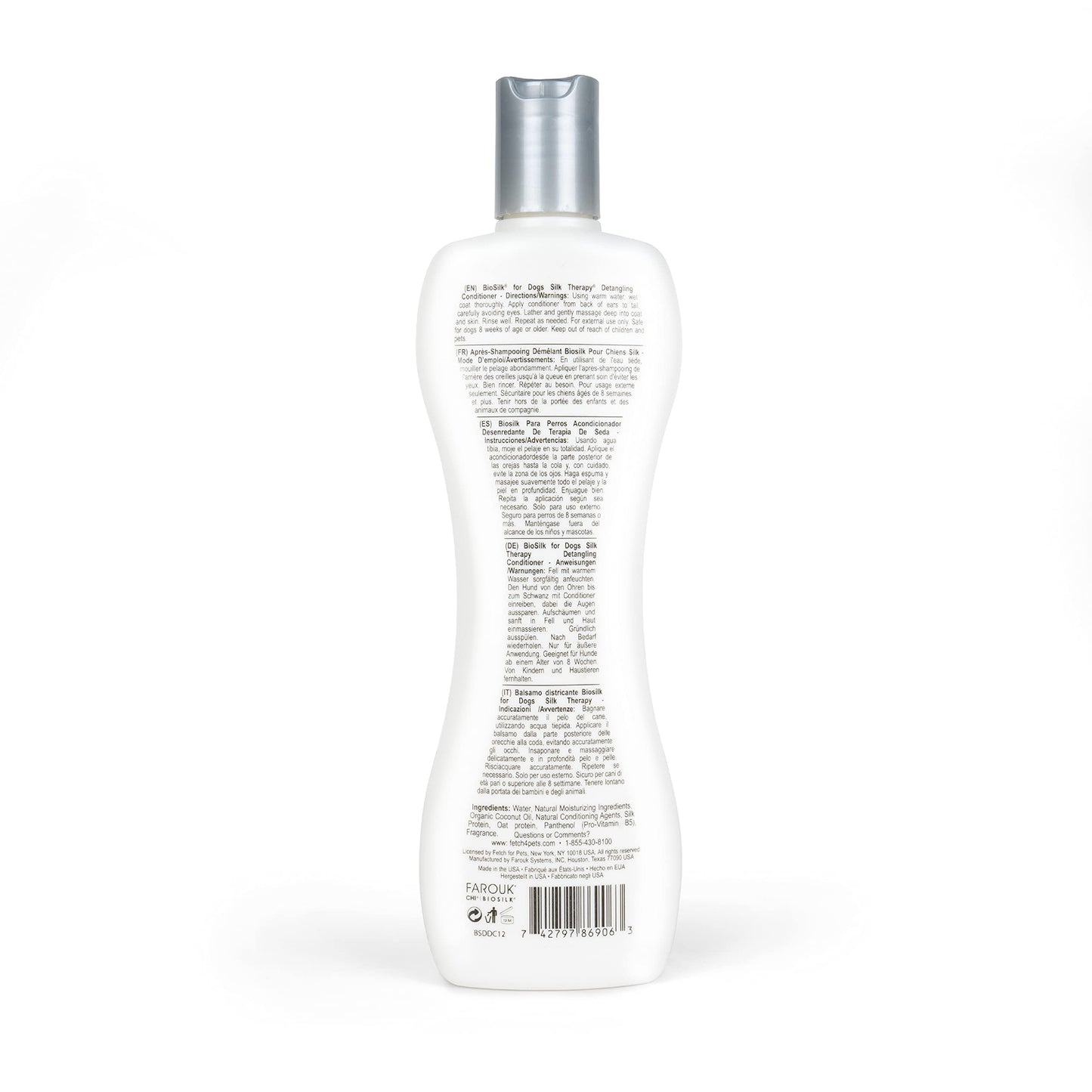 BioSilk for Dogs Silk Therapy Dog Detangling Conditioner, Dog Coat Conditioner to Help Smooth Knots and Tangles and Support Soft Manageable Coats during Routine Grooming, 12 Fl Oz