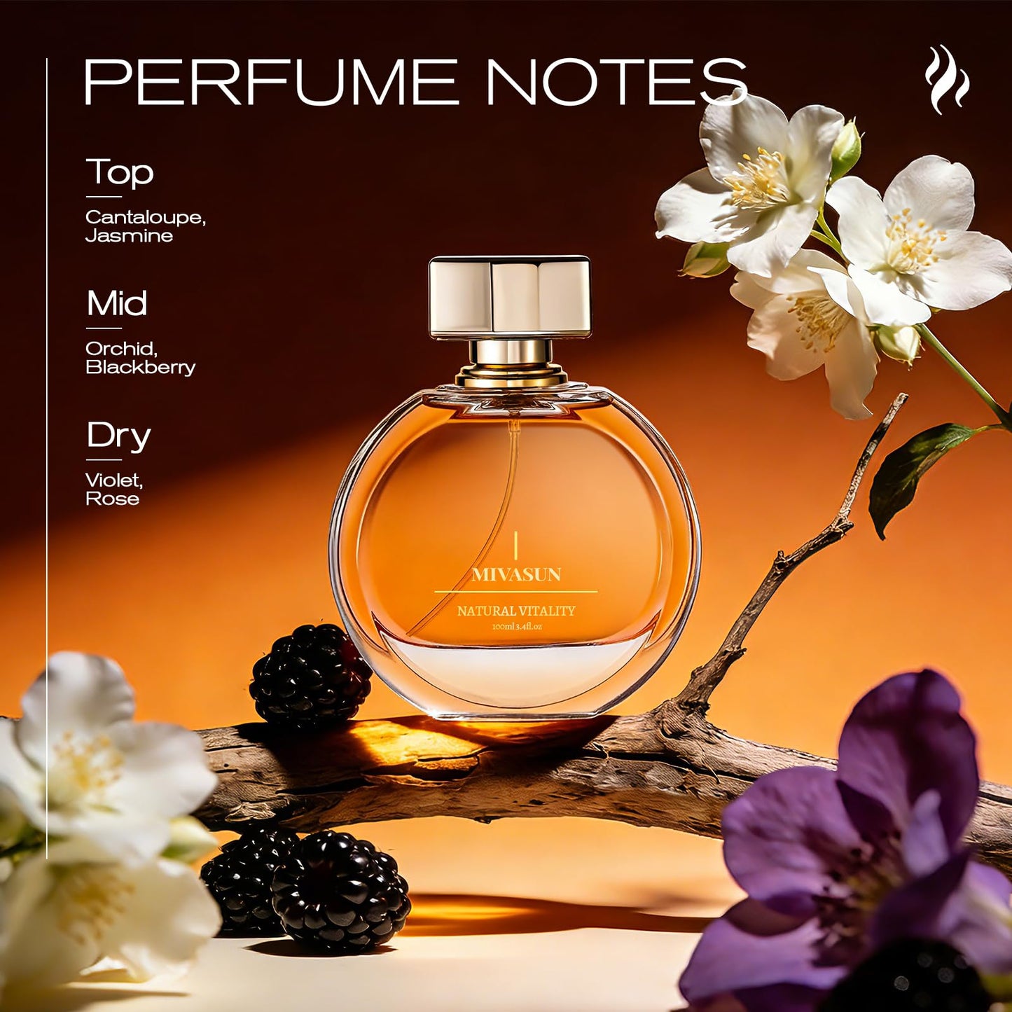 MivaSun Luxury Eau de Parfum, 100ml/3.4 fl.oz, Long Lasting Floral Fruity Perfumes for Women with Honeydew, Orchid & Rose, Elegant Date Night & Daily Signature Scent, Getter Gift for Date & Work