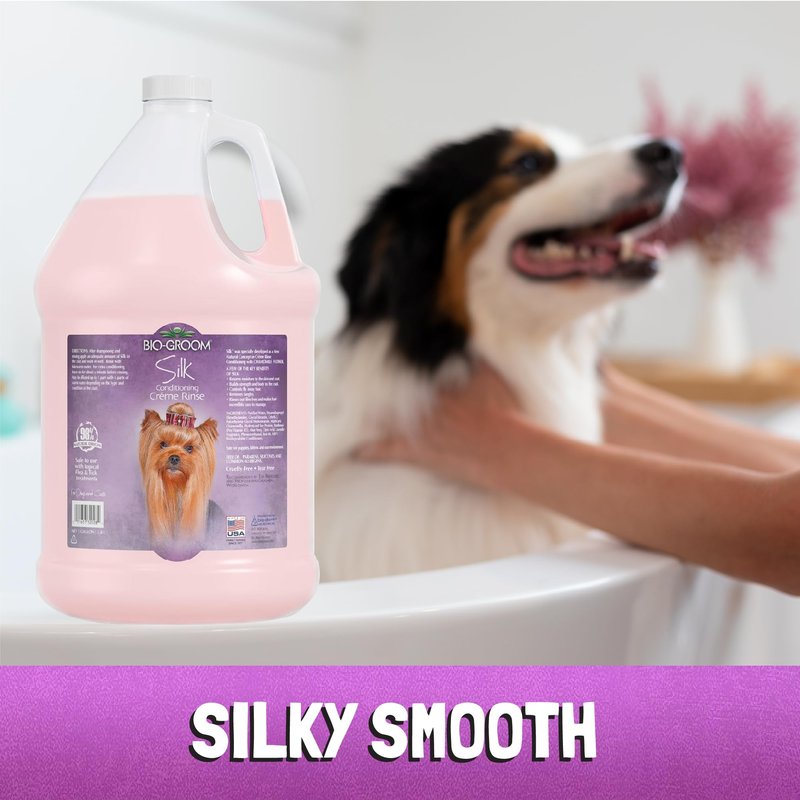 Bio-Groom Silk Creme Rinse Dog & Puppy Conditioner - Hair Detangler for Dogs, Moisturizes Skin & Coat, Removes Tangles & Frizz, Made in USA - 1 Gallon