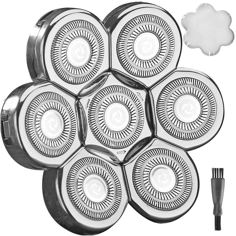 Universal 7 Blades Head Shaver Replacement Heads for Mainstream Shaver Brands, Eelectric Shaver Replacement Replacement Blades (7D Silver)