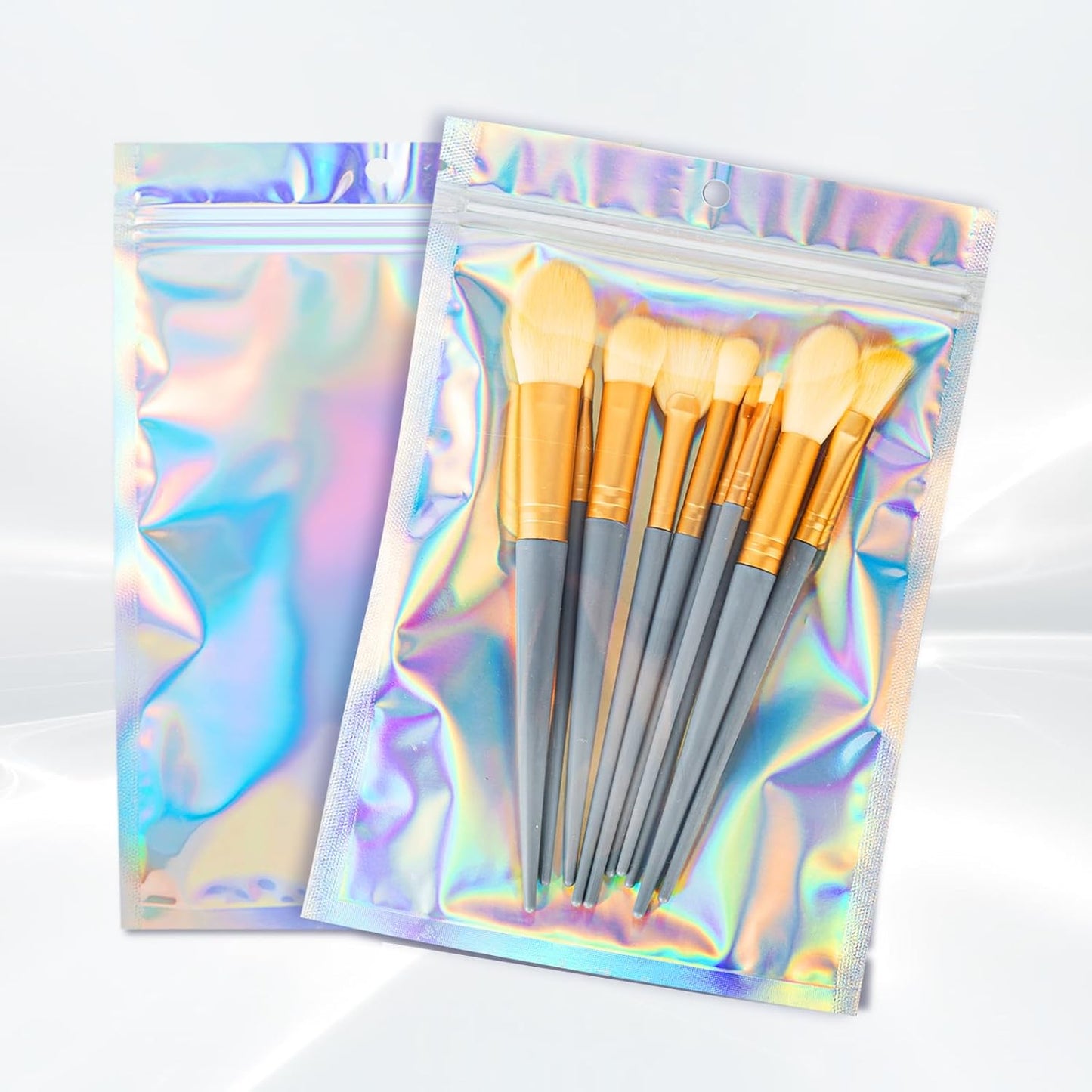 Holographic Resealable Foil Pouch Bags - Mylar Sample Bags for Food Storage | 50 Pcs, 6x9 Inch