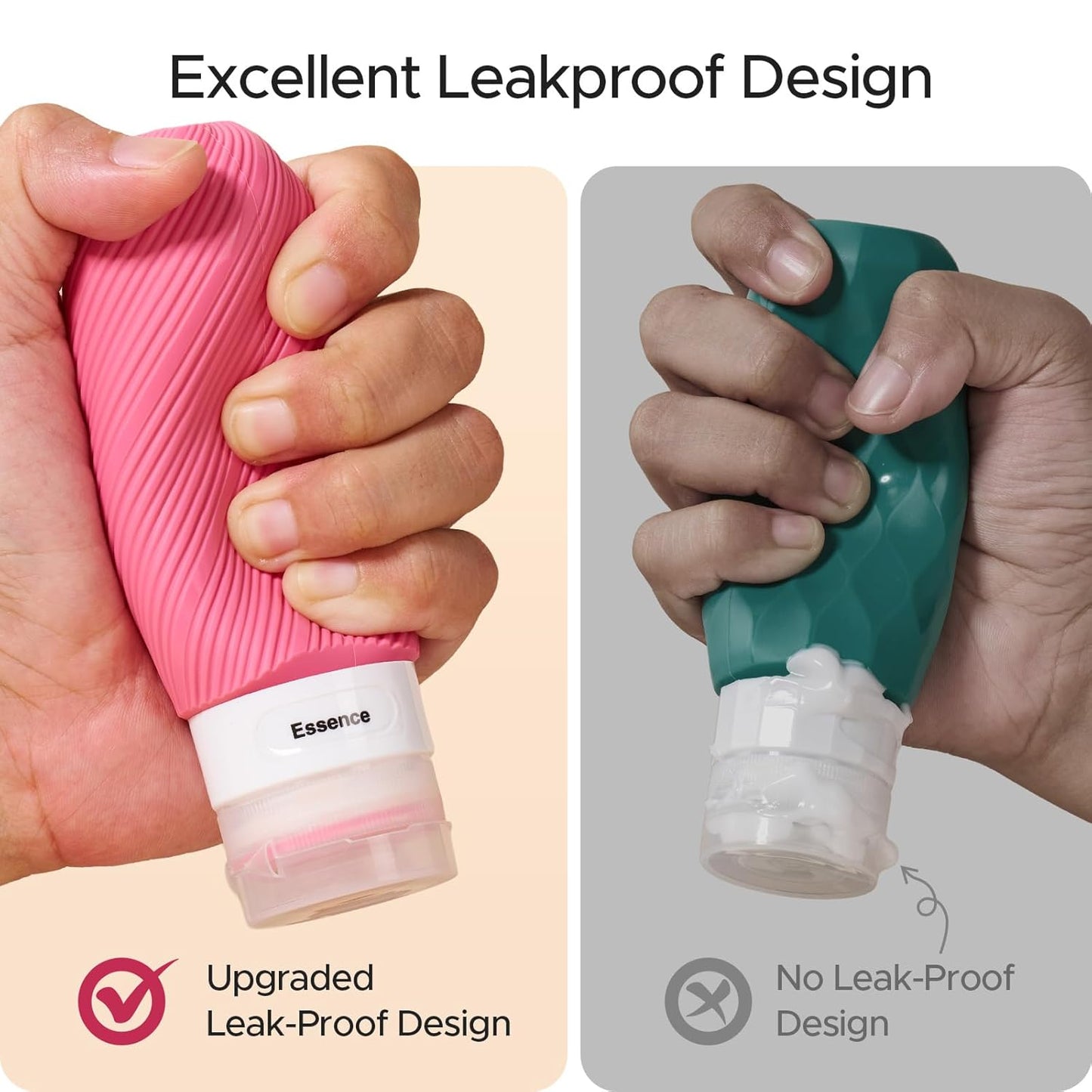 LitBear 23 Pack TSA Approved Travel Bottles - Leak Proof Refillable Containers for Shampoo, Lotion & Conditioner | Pink