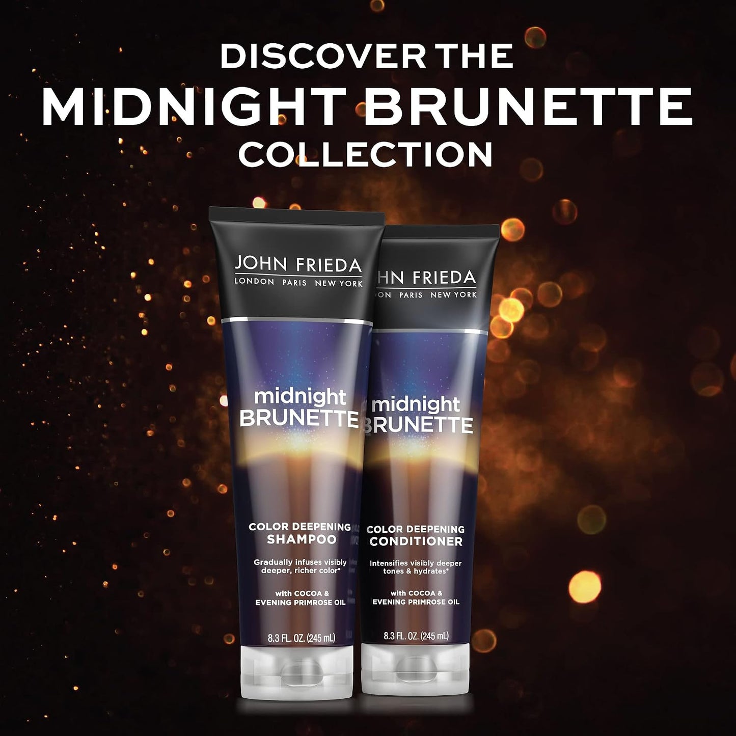 John Frieda Midnight Brunette Conditioner - Deepening Formula with Cocoa & Primrose Oil | 8.3 Oz