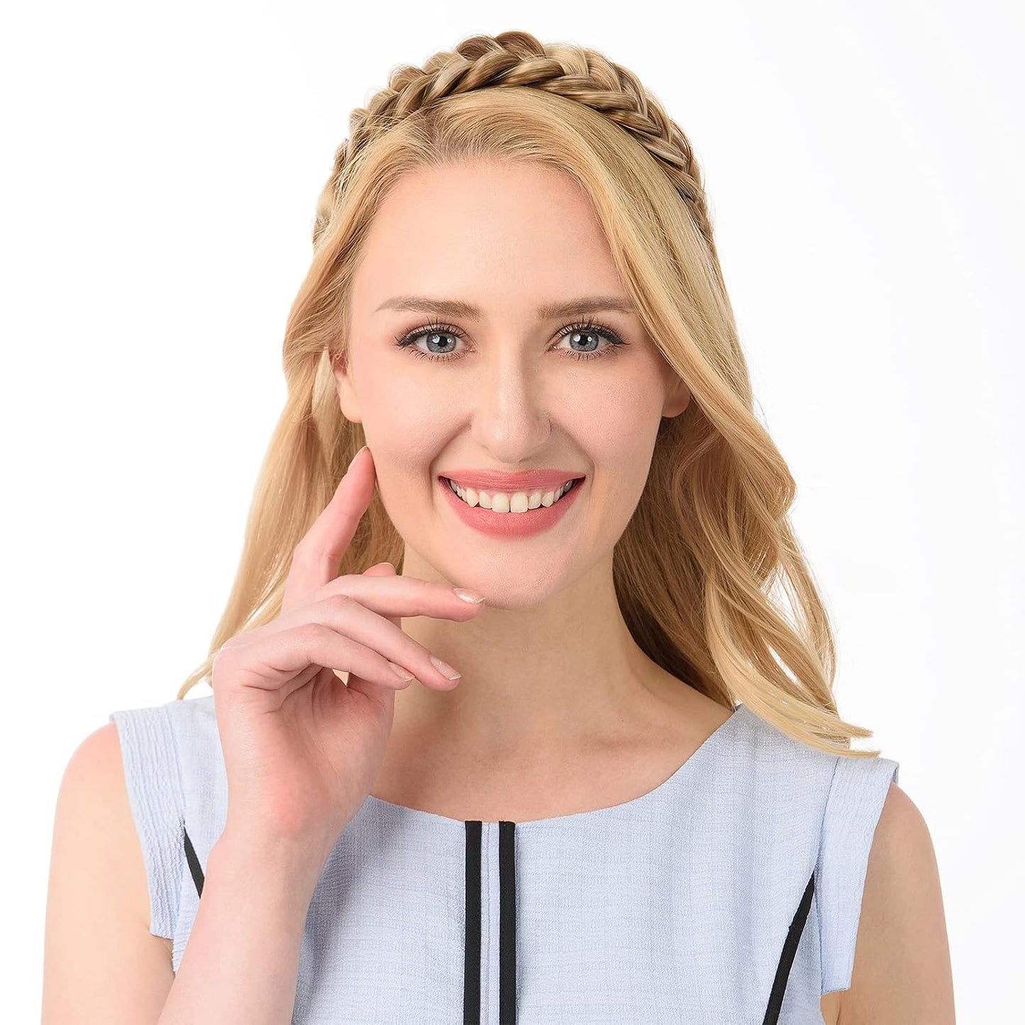 Messy Wide 2-Strand Synthetic Hair Braided Headband - Chocolate Toast | Stylish Hairpiece for Women & Girls