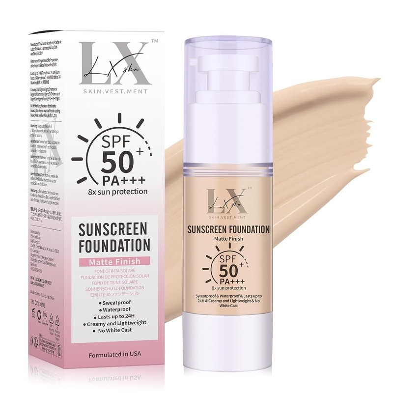 Sunscreen Foundation - Waterproof Liquid Foundation with SPF 50 | Lightweight 3-in-1 Full Coverage #101