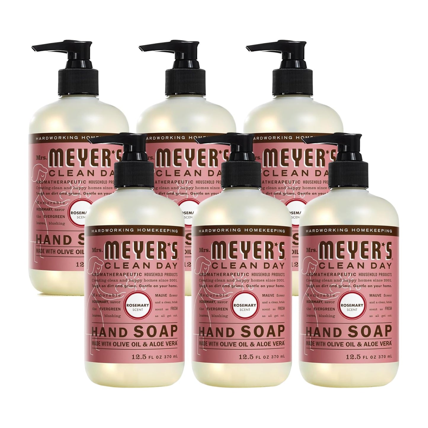 Mrs. MEYER'S Liquid Hand Soap - Rosemary - 12.5 Fl Oz -(Pack of 6)