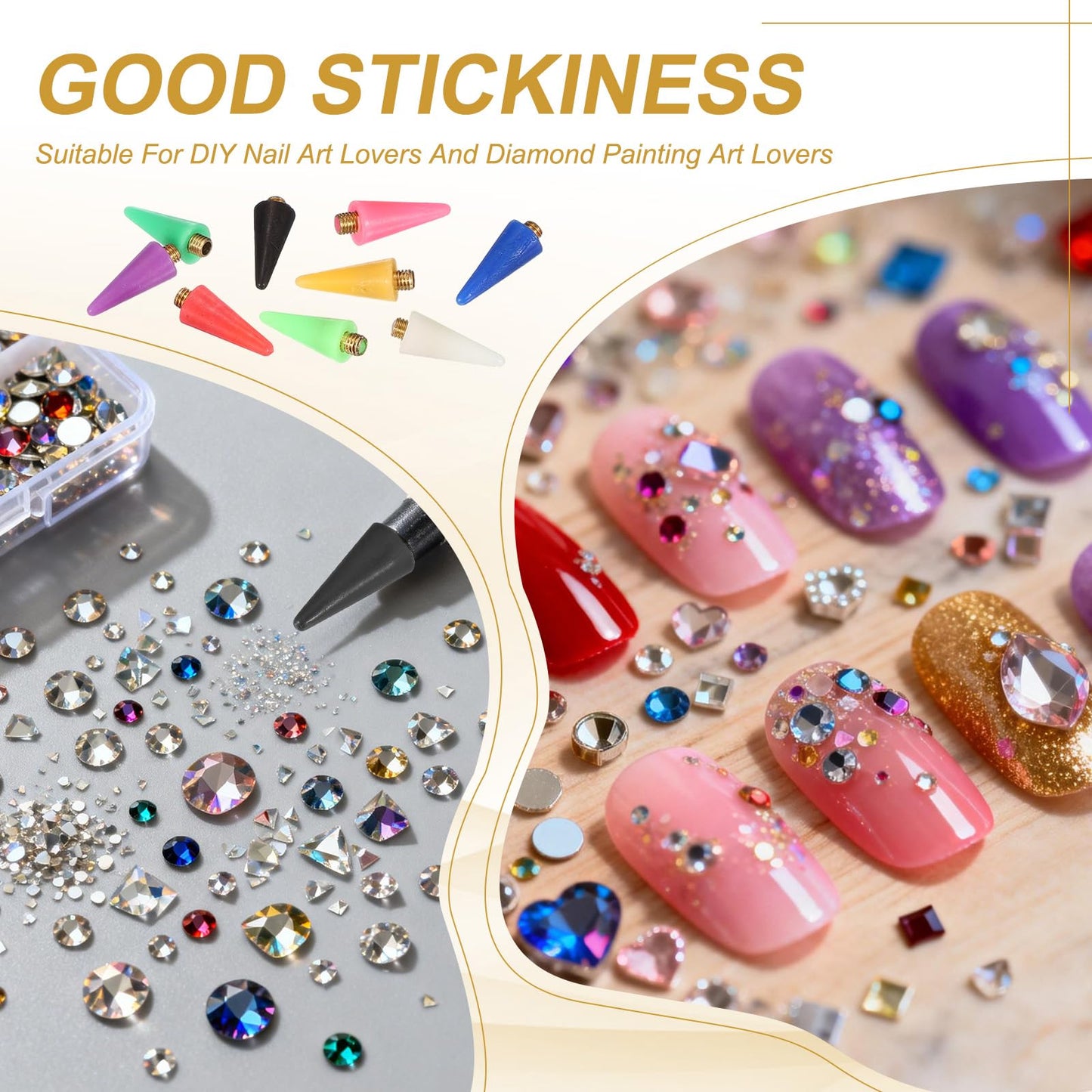 PATIKIL 12 Pcs Wax Head Tips, Rhinestone Picker Tool Wax Pencil Tips Replacement, Gem Picker Accessories for Diamond Art Painting Nail Dual-Ended Dotting Pen DIY Craft, Yellow
