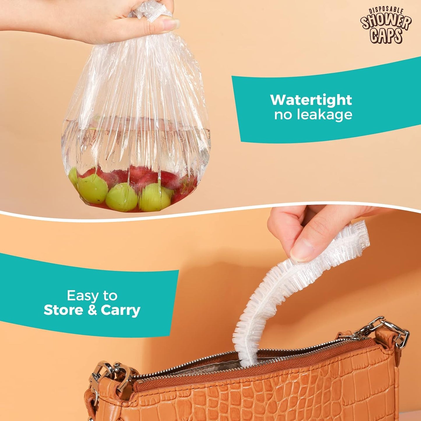 Disposable Shower Caps for Women - Clear Plastic Hair Treatment Caps | Regular Size 17.3 Inch - 100 Pack