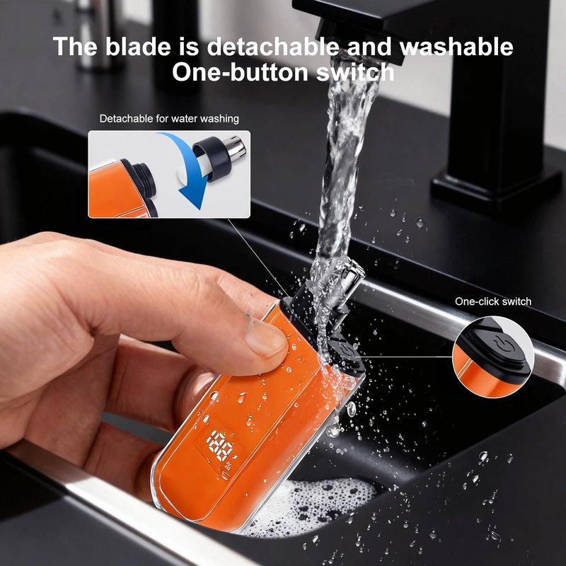 VISDOLL 2026 Men & Women Professional Ear and Nose Hair Trimmer, Travel-Friendly IPX7 Waterproof, USB Rechargeable, Painless Quiet, Easy to Clean Dual Edge Blades，Orange