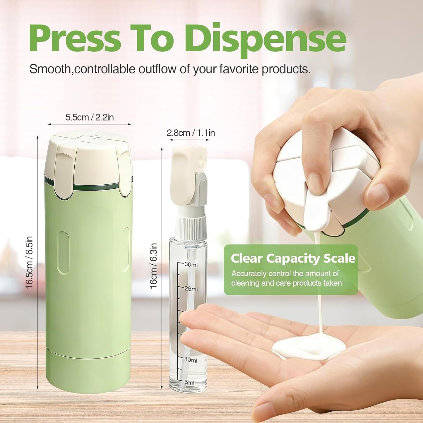 Travel Bottle Set - 4 in 1 Refillable Dispenser Bottles for Shampoo, Shower Gel & More | 30ML, Perfect for Travel & Gym