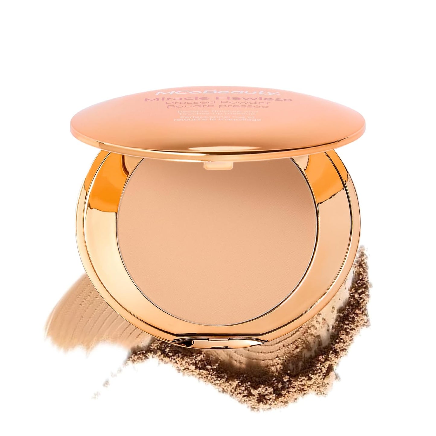 Miracle Flawless Pressed Powder - Soft Focus Blurring Finish | Vegan Makeup Compact with Rose Extract - Light 1