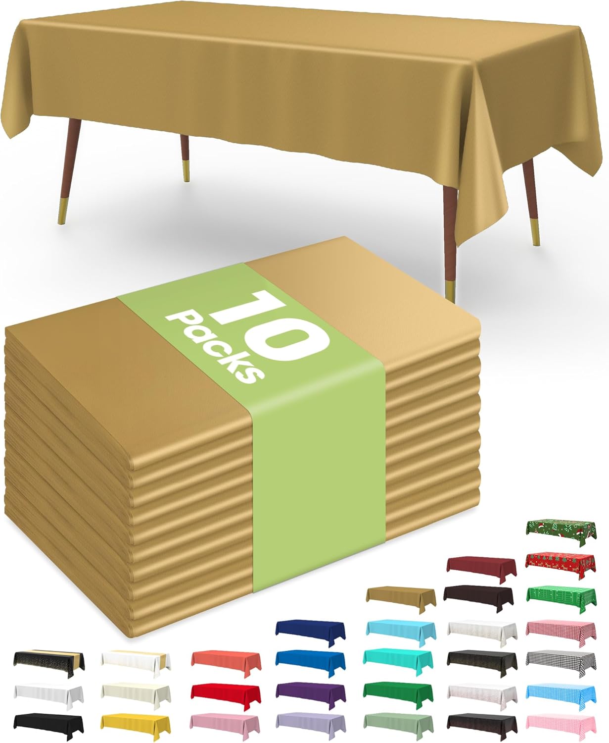 Plastic Table Cloths - 10 Pack Disposable 54 x 108 Inch for Parties, Picnics & Weddings | Rectangle White