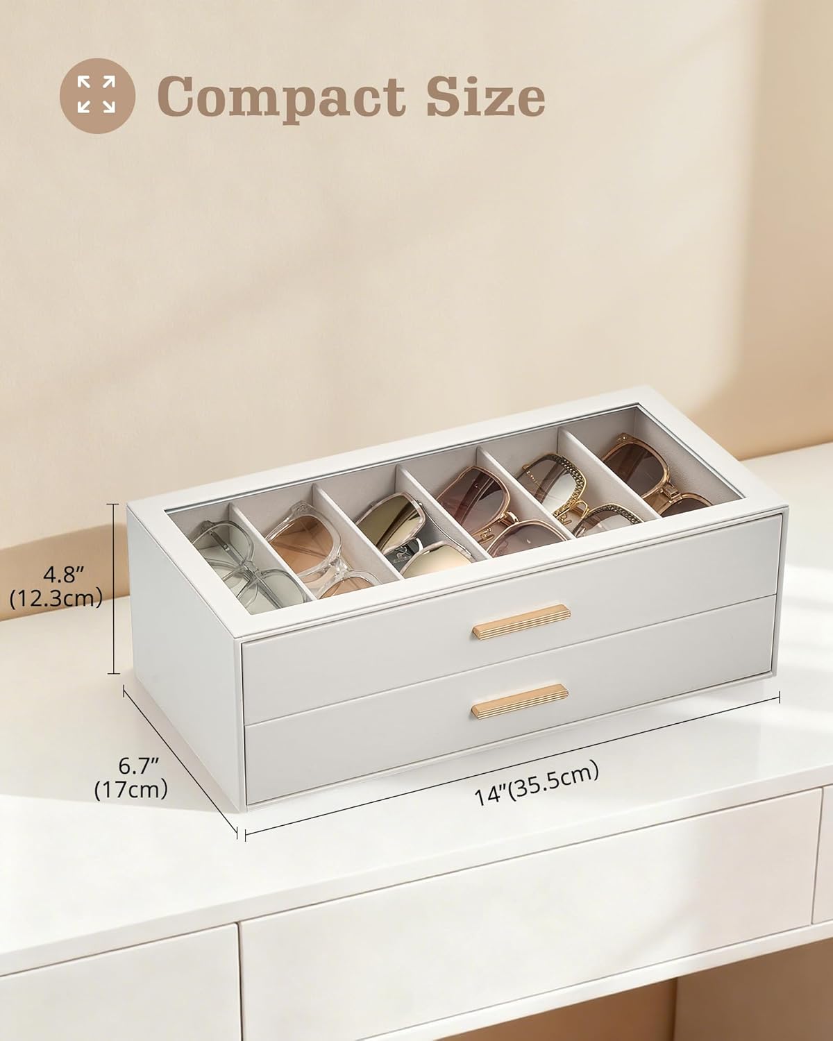 Sunglasses Storage Box for Women - Clear Top Eyewear Organizer Case | Stylish Display Holder
