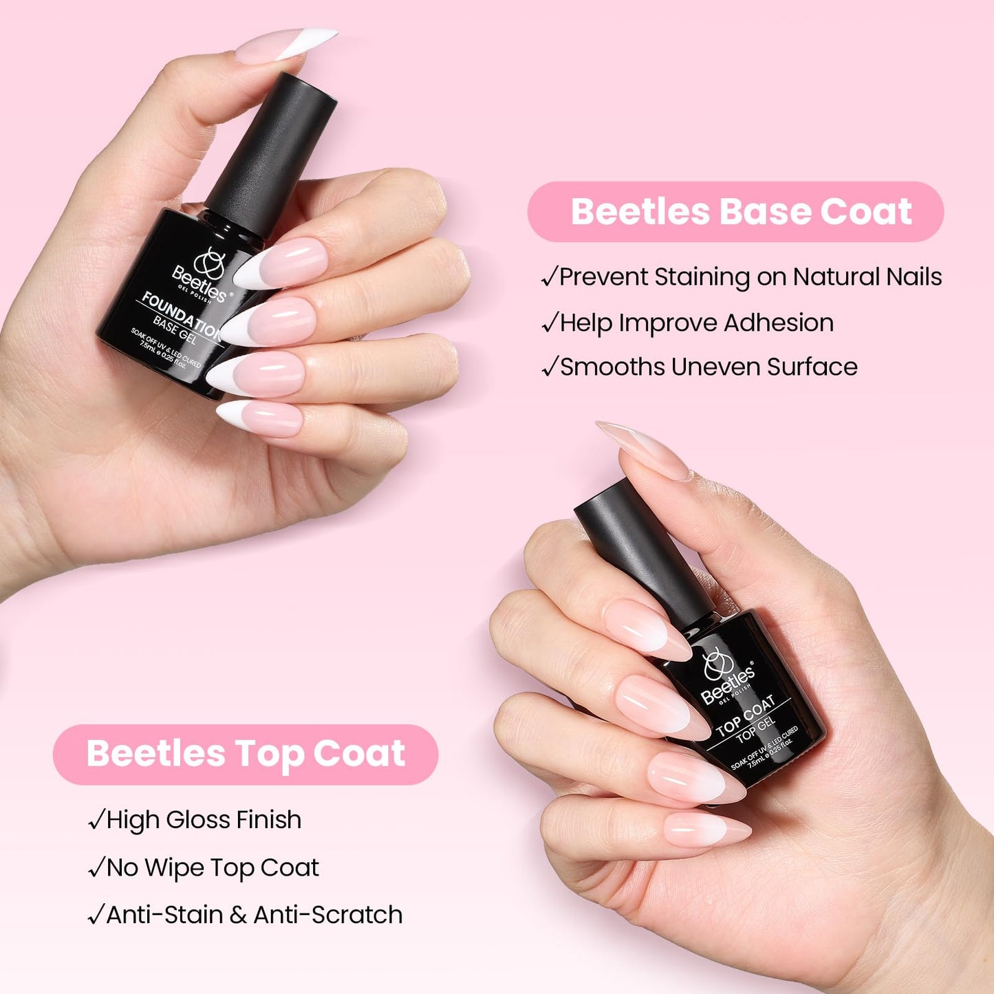 Beetles Gel Nail Kit Curve-EX, Almond Medium, 320pcs 16 Sizes Nail Tips, with 15g Nail Glue Hands-Free, 7.5ml Base Gel & Top Coat, Mini Lamp, for Acrylic Press On Nail, Extension DIY Set at Home