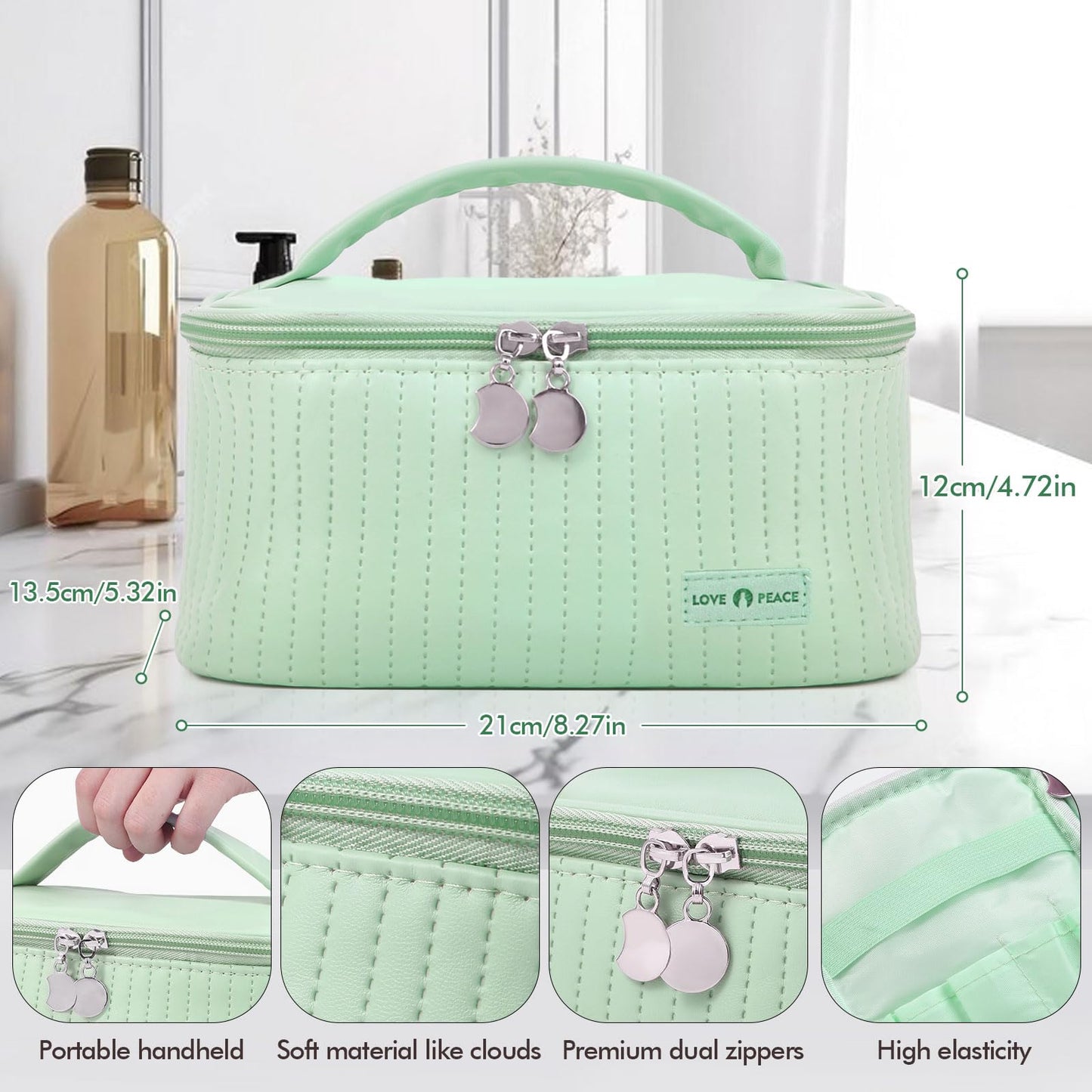 Yuilgdo Makeup Bag Travel Cosmetic Bag, Large Capacity Makeup Organizer Bag and Storage, Portable PU Leather Pouch Toiletry Bag Make up Organizer, Cosmetic Bags for Women