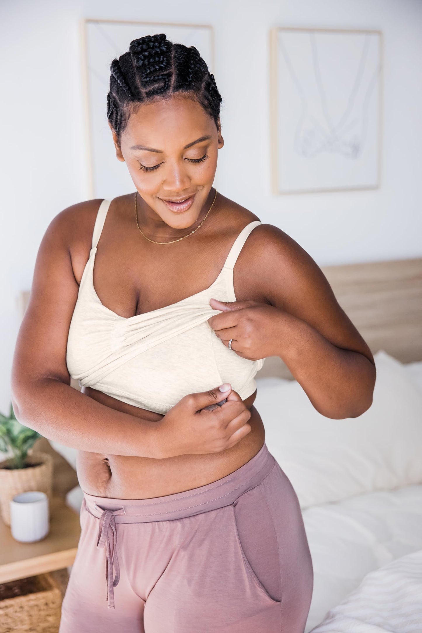 Kindred Bravely Sublime Sleep Pumping Bra Hands Free, Adjustable Pumping & Nursing Bra with EasyClip for All Breast Pumps (Oatmeal Heather, Large Busty)