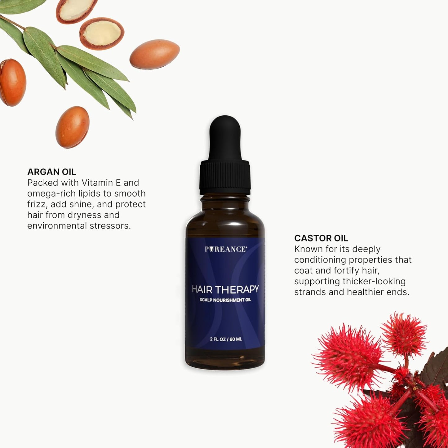 Hair Growth Oil - Nourishing Scalp Serum for Dry & Frizzy Hair | Aloe Vera, Castor & Essential Oils - 2 Fl OZ