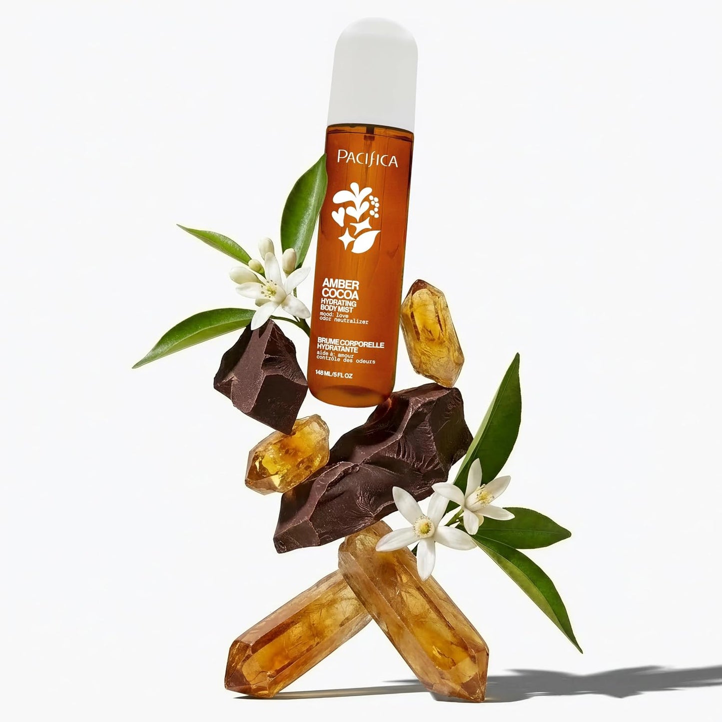 Pacifica Amber Cocoa Gourmand Body Mist | Hydrating Vanilla Coffee Cocoa Spray, 5 oz