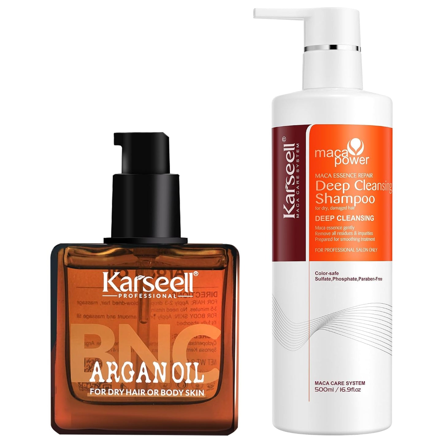 Karseell Clarifying Shampoo & BNC Argan Oil Treatment Bundle - Deep Clean for Oily Scalp & Dry Ends