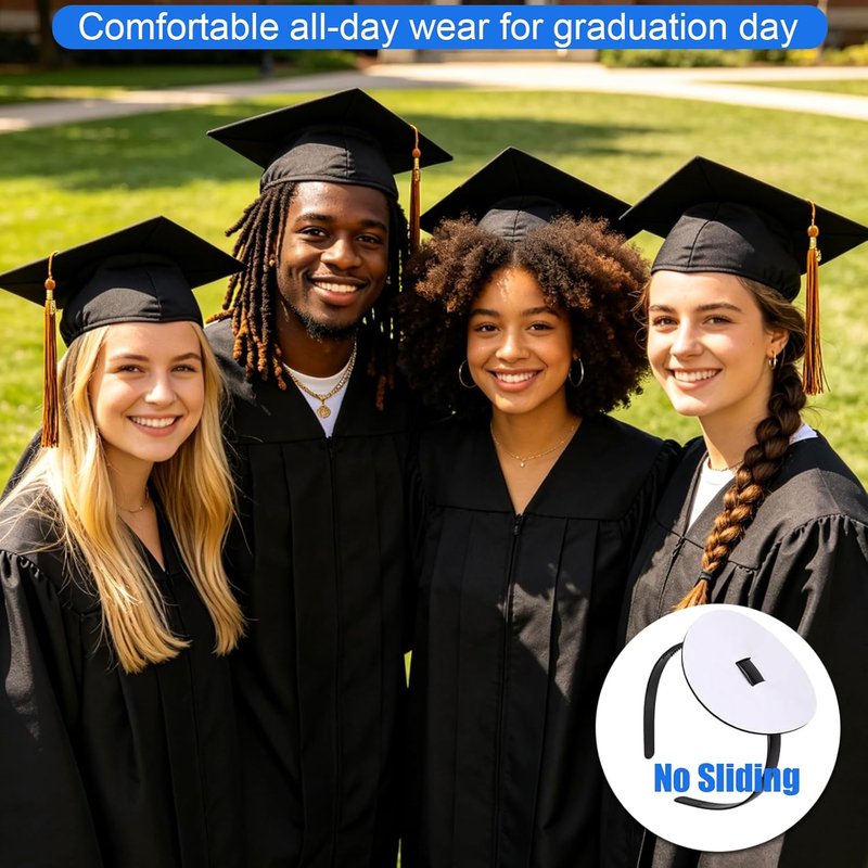 Graduation Cap Headband - Firm Anti-Fall Hair Band for Secure Fit | Hat Accessory