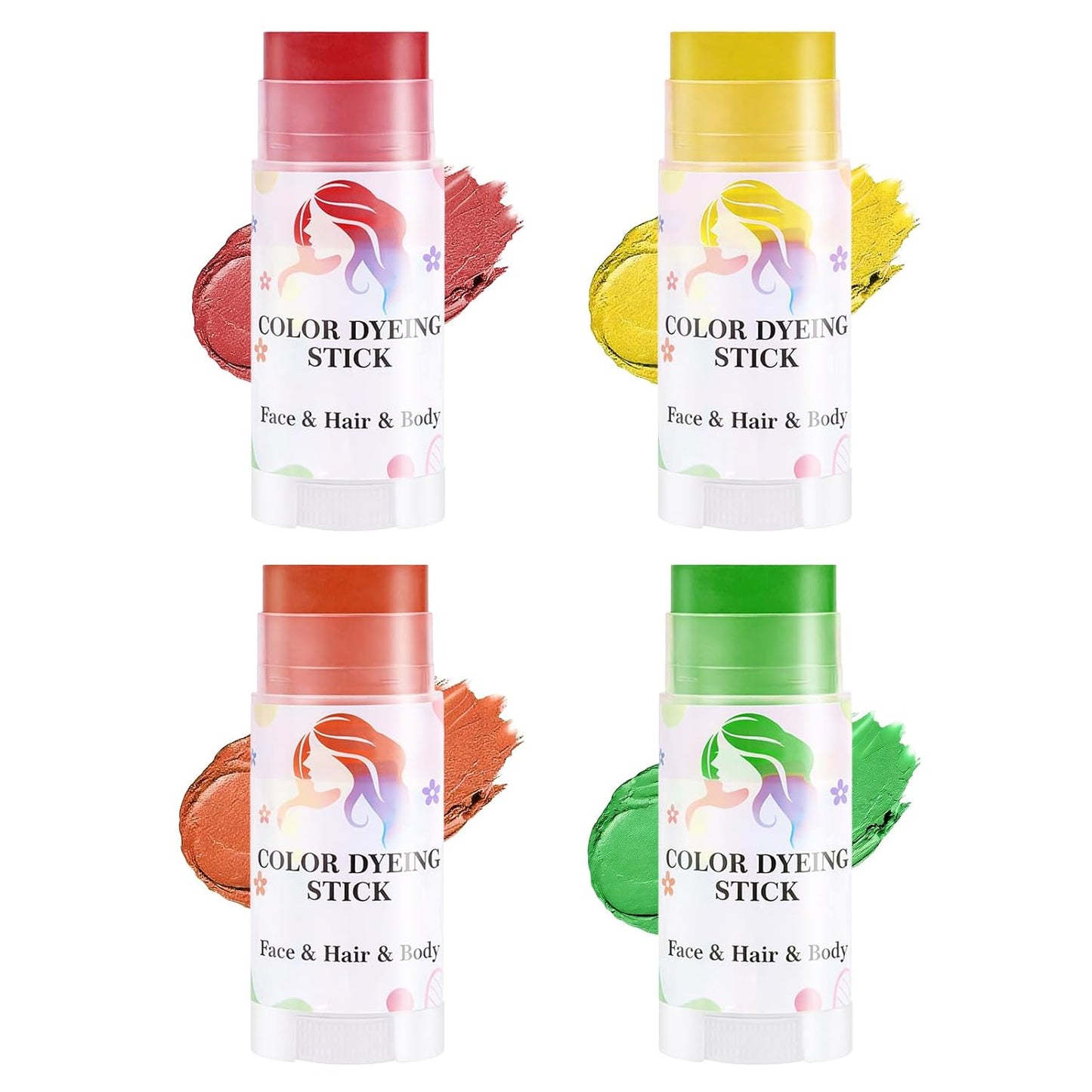 Red Temporary Hair Color Sticks - Washable Waterproof Hair Dye Chalk | Multi-Purpose Face & Body Paint for Festivals & Parties