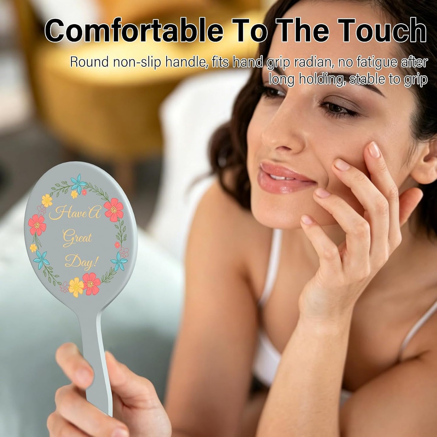 Personalized Handheld Makeup Mirrors - Compact Travel Mirror with Custom Photo/Text | Bulk Gift Idea for Women (Blue)