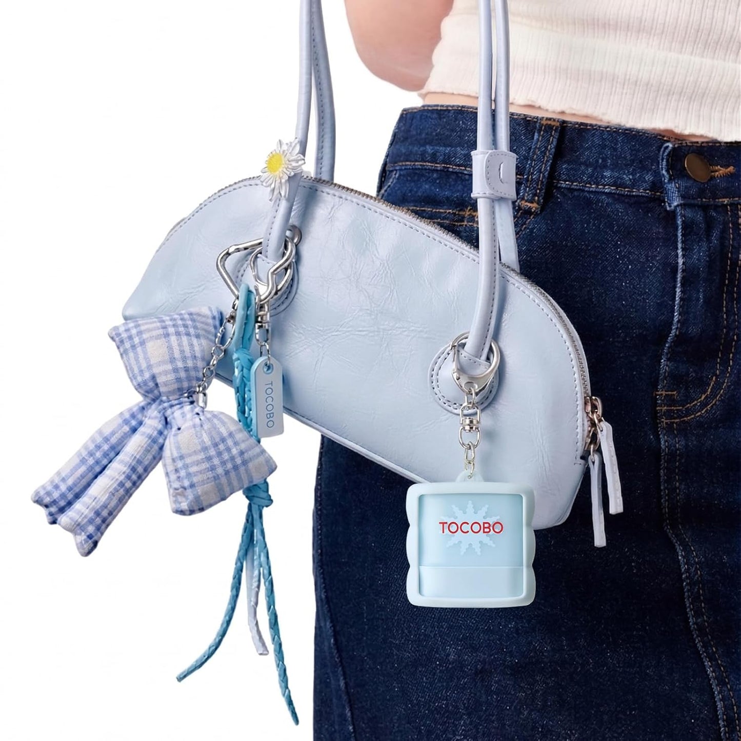 TOCOBO Mini Cotton Airy Sun Stick - Lightweight Sunscreen with Silicone Key Ring | 1 Fl Oz - Blue