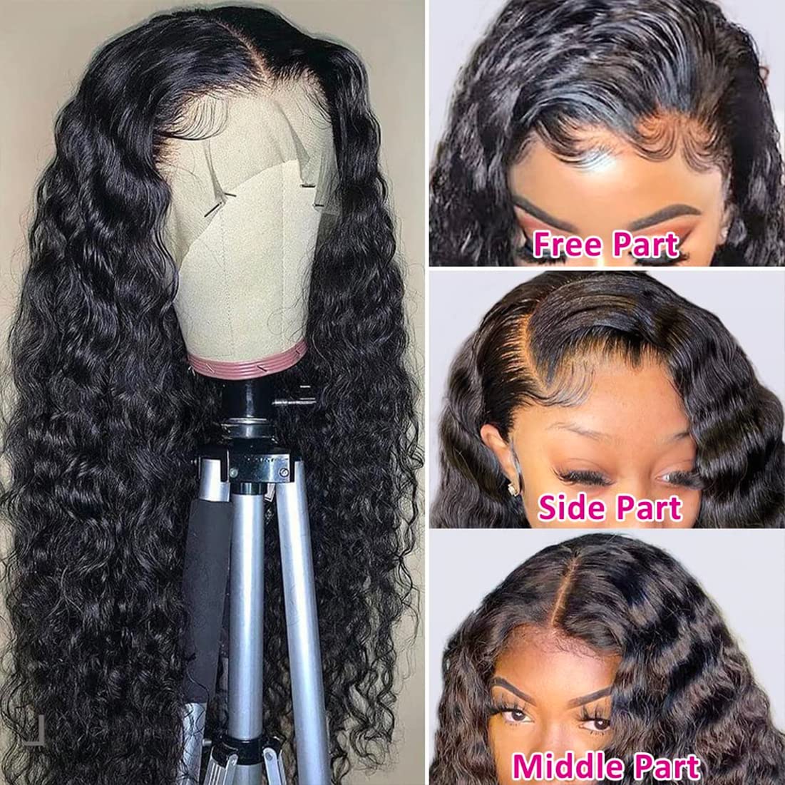 Deep Wave Lace Front Wigs - 250% Density Human Hair for Black Women | Brazilian Glueless Pre-Plucked with Baby Hair