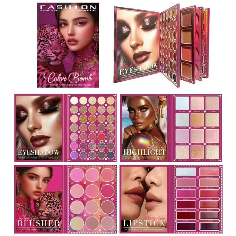 All In One Makeup Palette Set - Eyeshadows, Highlights, Blushes, Contours & Lipstick | Neutral Cream & Powder, Crease-Proof Wear
