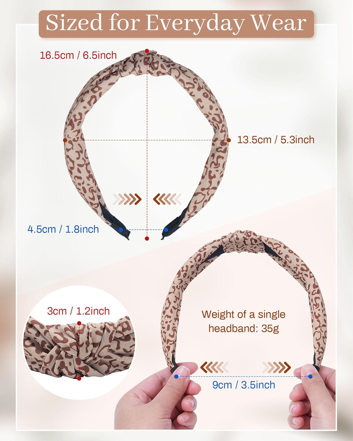 Knotted Headbands for Women - Non-Slip Top Knot Turban Hair Wraps | Comfortable Yoga Hair Accessories (Neutral Mix)