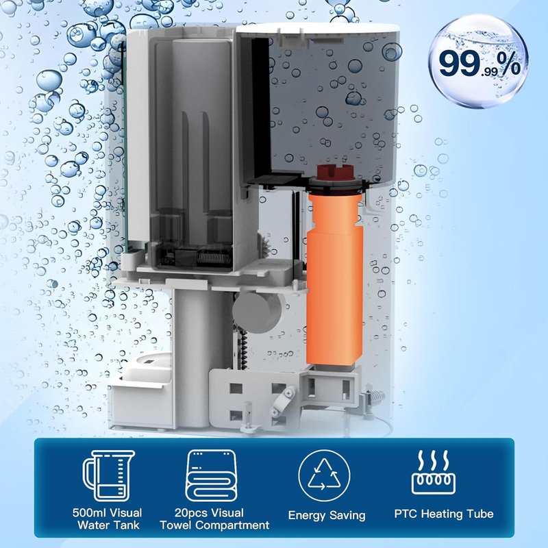 Automatic Hot Face Towel Dispenser - 5-Second Heating Portable Towel Warmer | Includes 60 Compressed Towels