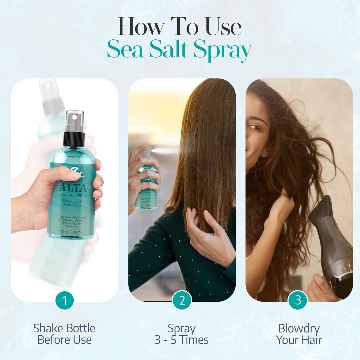 All Goods Alta 10oz Sea Salt Spray for Hair – Texturizing & Volumizing Sea Salt Mist for Beach Waves, Matte Finish & Natural Hold – For Men & Women - All Day Hold.