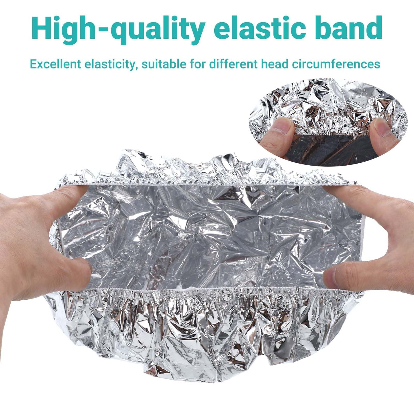 2pcs Deep Conditioning Hair Cap for Oil Treatment Heat Heated Shower Caps Reusable Aluminum Foil Double Layer Aluminum Foil Steam Caps for Home Salon Use Hair Dyeing Long Thick Hairs