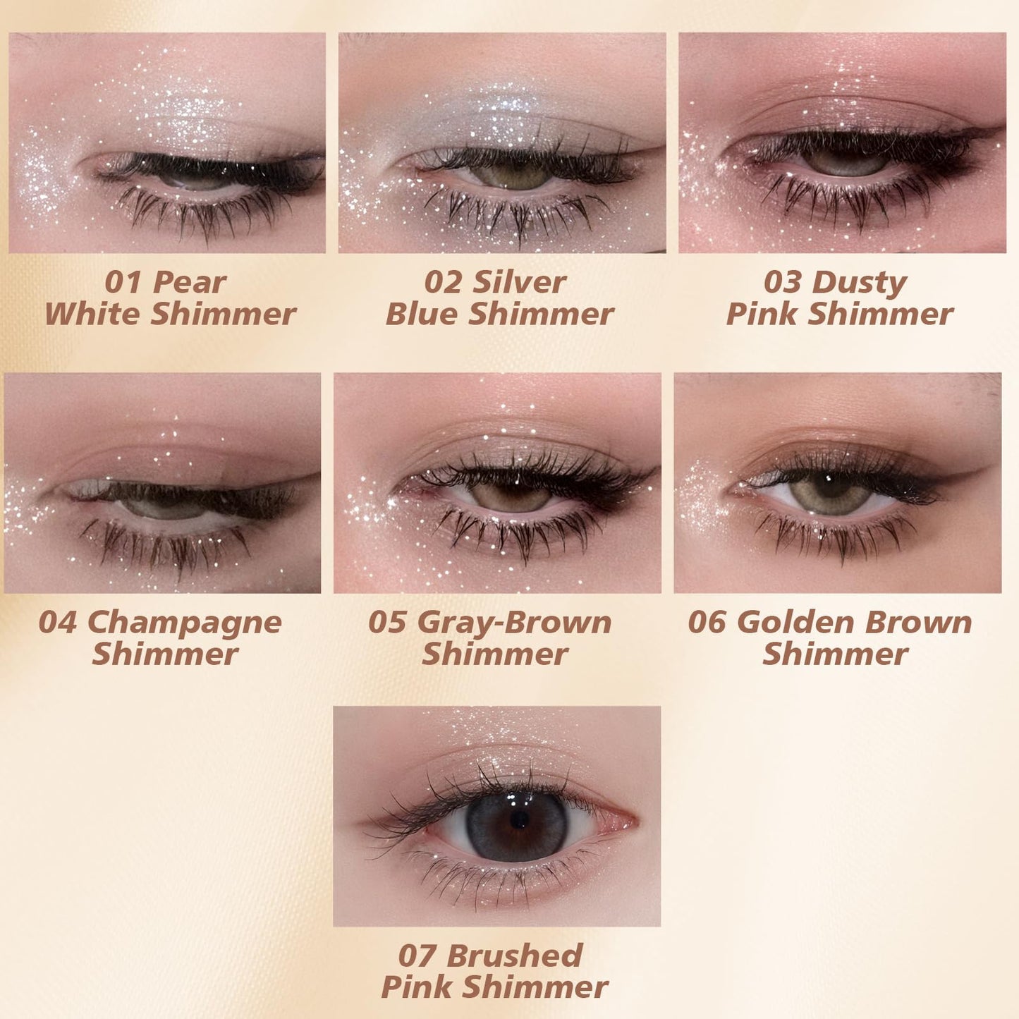 OETUIOW Shimmer Eyeshadow High Sparkle, Long-Lasting Sheer Eye Makeup, Velvety Soft Fine Powder High Pigment Eyeshadow, Vegan & Cruelty-Free (04 Champagne Shimmer)