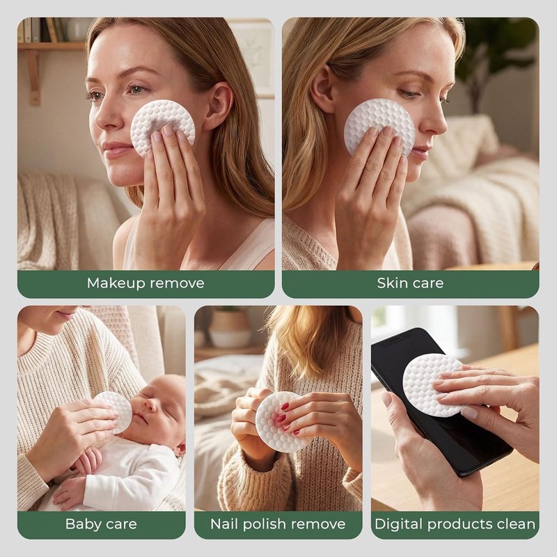 Extra Large Cotton Rounds - 3.14'' Disposable Makeup Remover Pads | Multi-Layer for All Skin Types (50 Count)