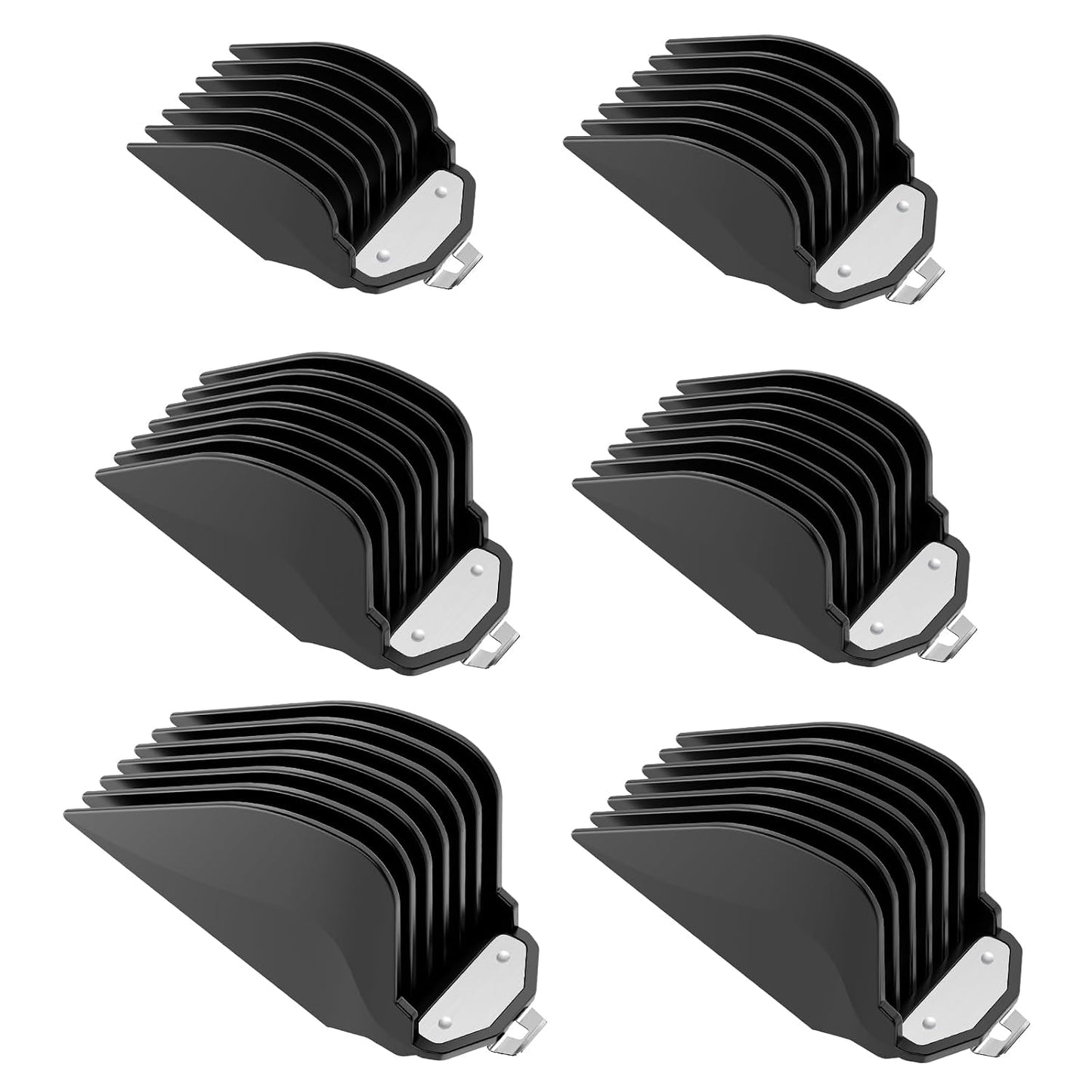 Hair Clipper Guards Set - 6 Cutting Lengths with Metal Clip | Fits Most Wahl Clippers (Black)