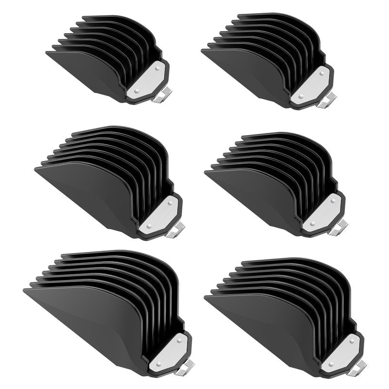 Clipper Guards Set, Hair Clipper Guards with Metal Clip, 6 Cutting Lengths 1.25"/1.5"/1.75"/2"/2.25"/2.5", Fits Most Cordless/Cord Wahl Clippers (Black, 10 12 14 16 18 20)