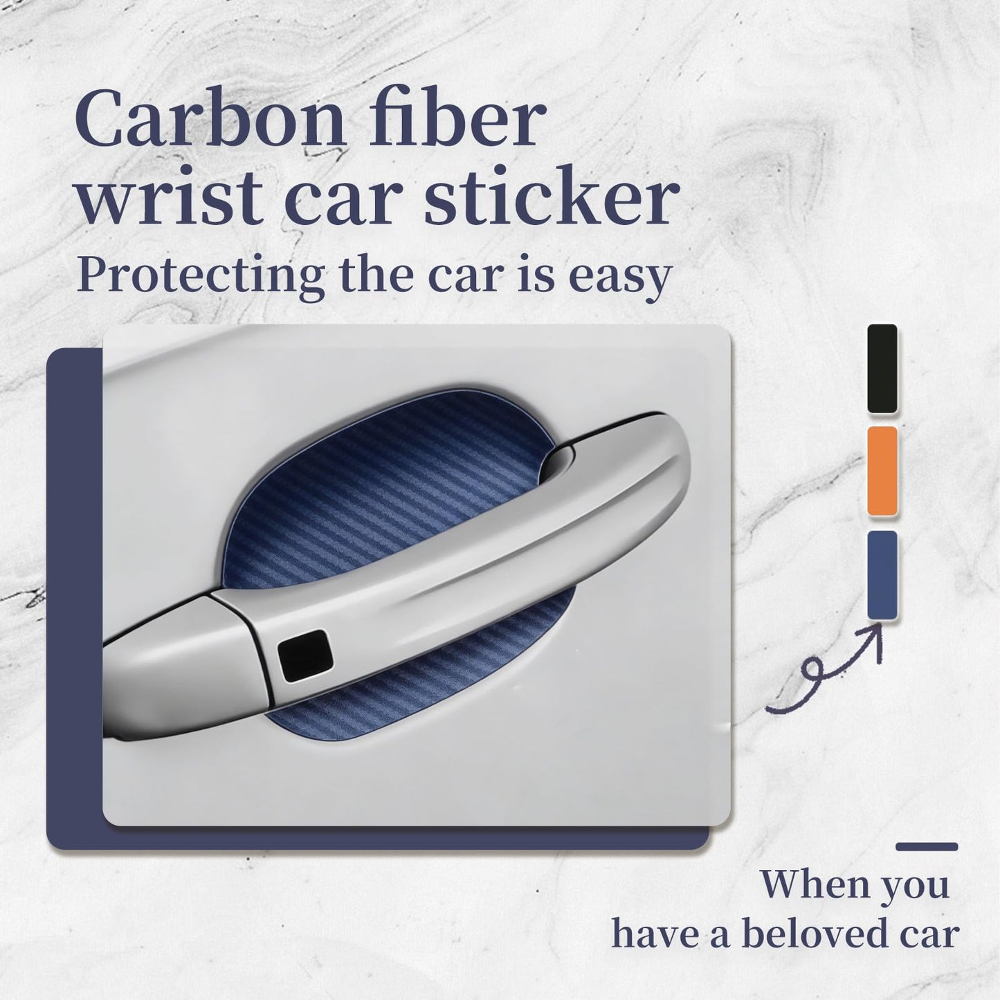 4PCS Car Door Handle Sticker Carbon Fiber Anti-Scratch Self-Adhesive Door Cup Protector for All Cars Paint Protection for Daily Use Travel,Blue